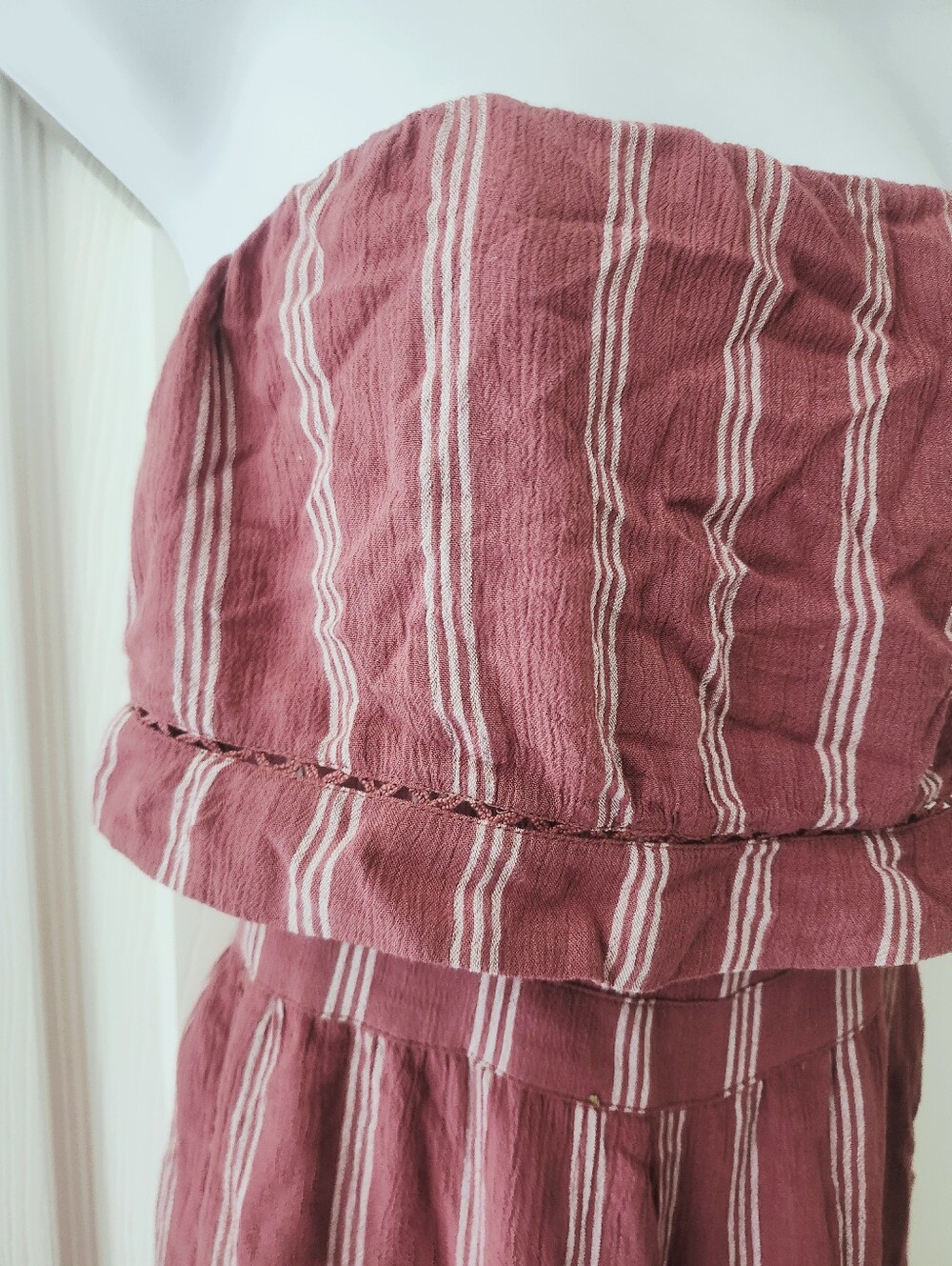 Striped Strapless Romper - Picture 5 of 13